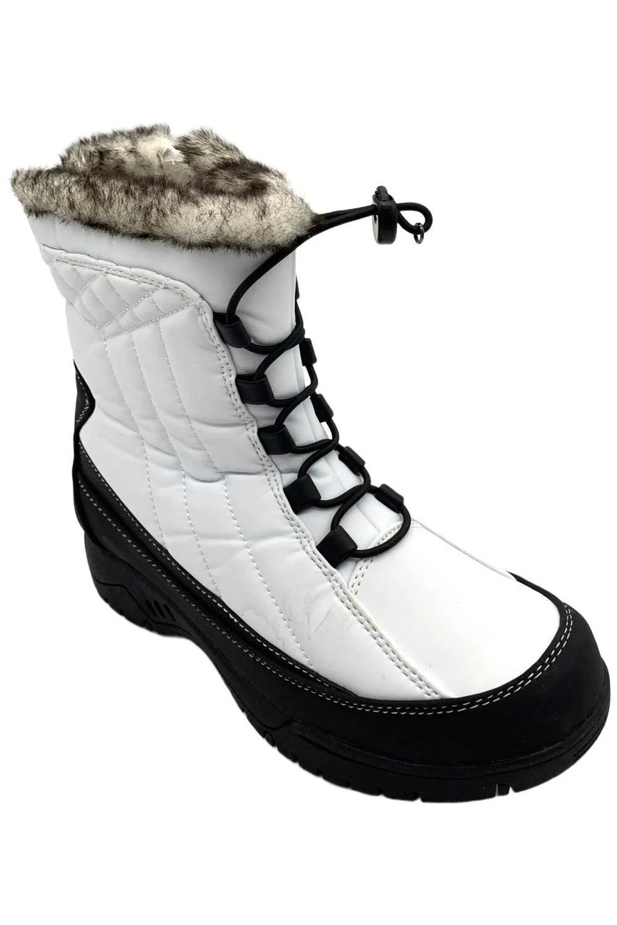 Sporto Women's Terry Lace-Up Water-Repellent Winter Boot White - Wide